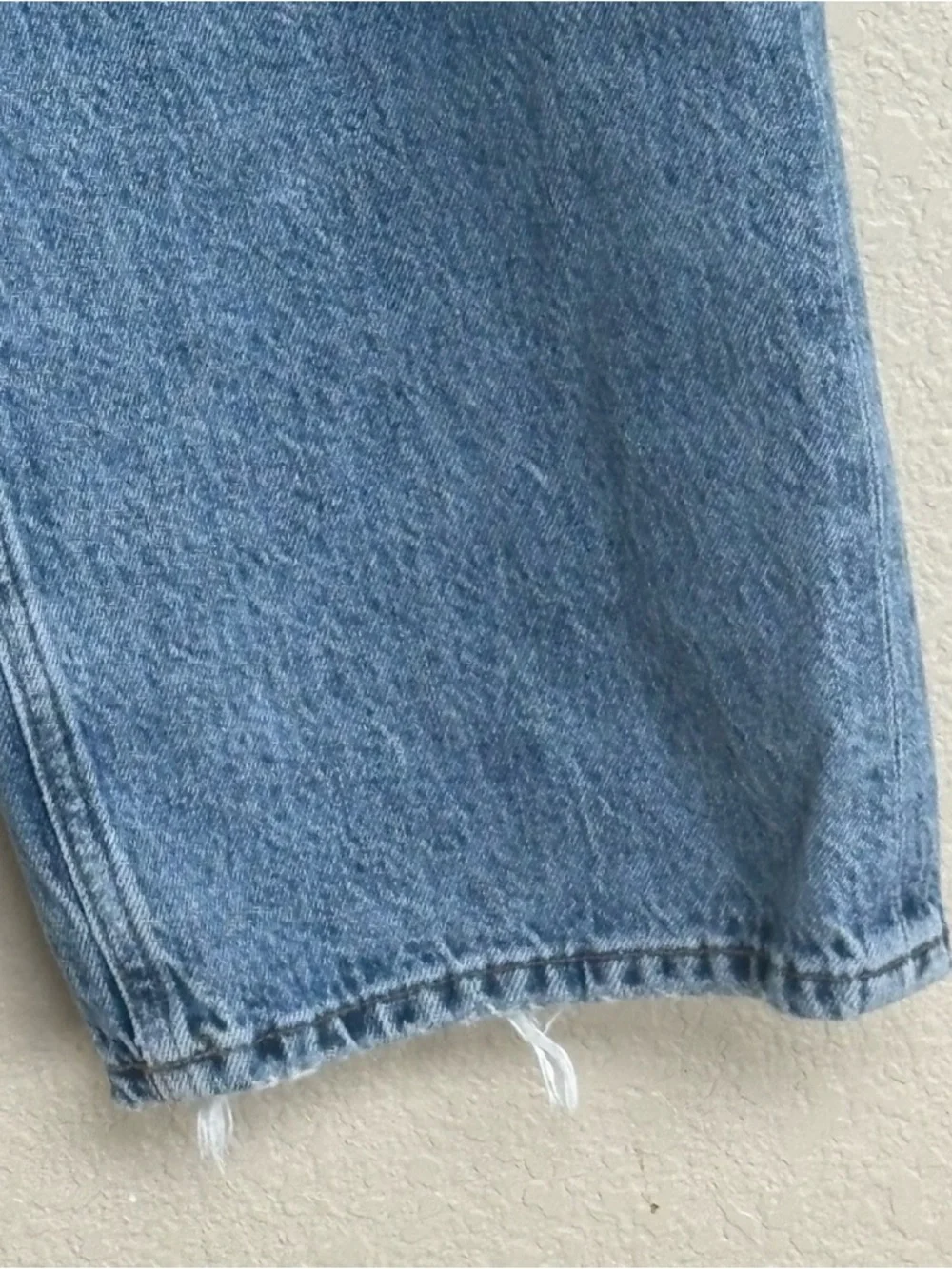 AGOLDE Criss Cross Straight Leg Jeans Blue Distressed Raw Hem 29 - Picture 4 of 11